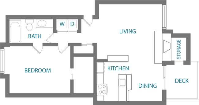 1 Bed 1 Bath 0223 floor plan